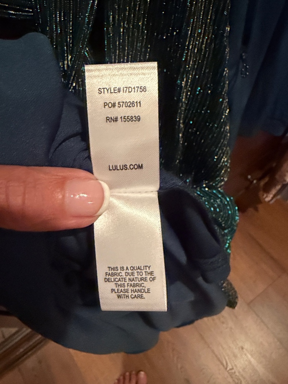 Lulu's Teal & Gold Shimmer Halter Dress - L - Picture 10 of 15